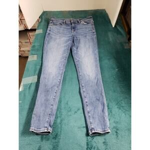 American Eagle Jeans Size 8 Womens Blue Stretch Pants Denim Mid Rise Jegging